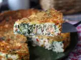 Resepti Taikinaa sisältämätön quiche, jossa on lohta, pinaattia ja raejuustoa